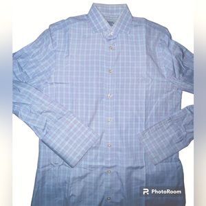 Charles Tyrwhitt Dress Shirt Mens 15.5 x 33 plaid Slim Fit French Cuff
